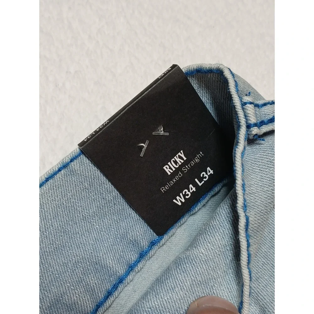 True Religion Ricky Big T NF Jeans Mens 34x34 Light Endless Wash Straight NWT
